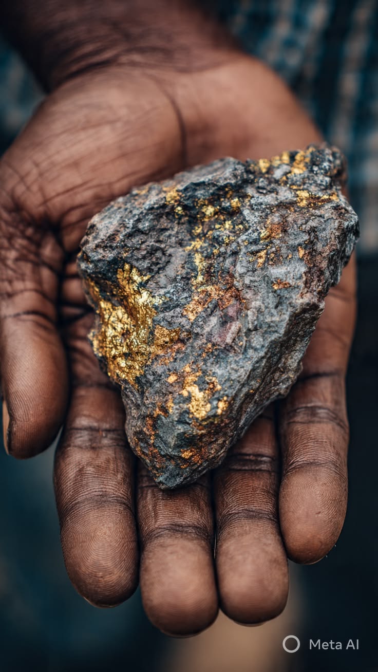 Hand holding gold rock
